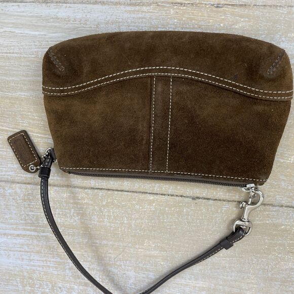 Vintage Coach Brown Suede Leather Wristlet/Wallet - Picture 3 of 9